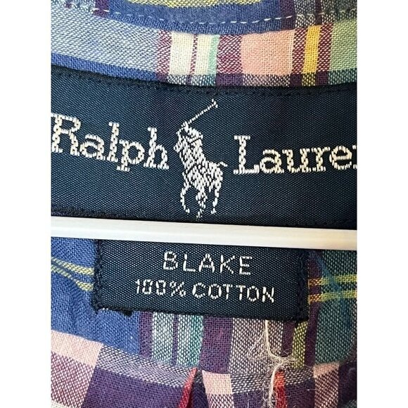 Ralph Lauren Plaid Shirt 2XL Blue Preppy Blake Resort Classic Colorful Festive - Picture 2 of 13